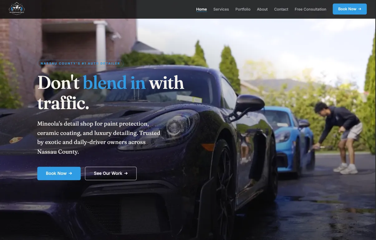 auto-detailing website build — desktop