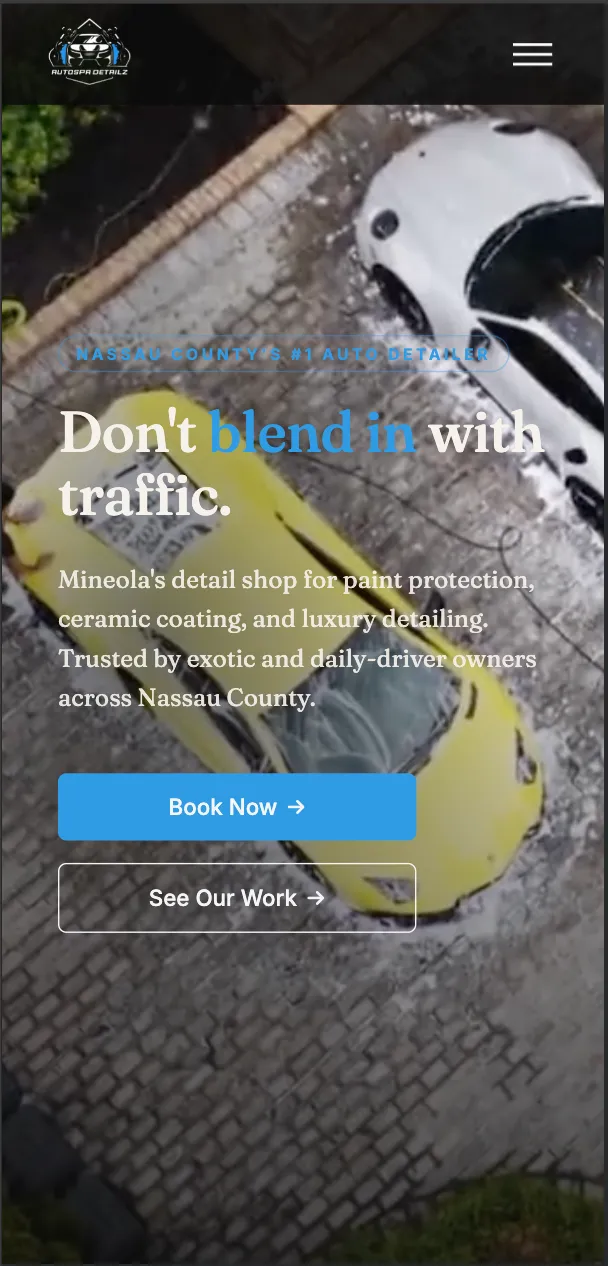 auto-detailing website build — mobile